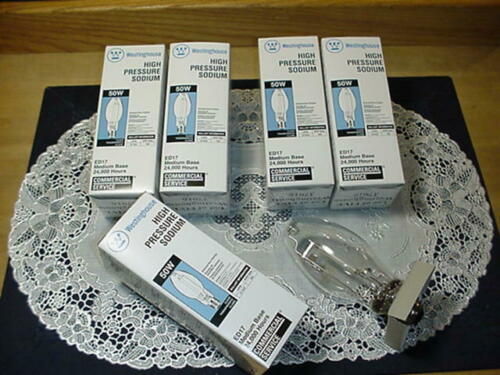 Lot of FIVE Westinghouse 37432 High Pressure Sodium Lamps / Bulbs 50 Watt ED17