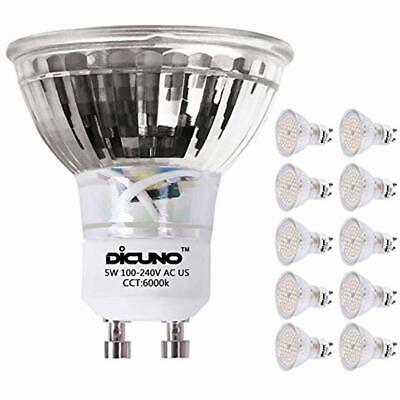 DiCUNO GU10 LED Bulbs 5W Pure White, 6000K, 500lm, 120 Degree Beam Angle, 50W