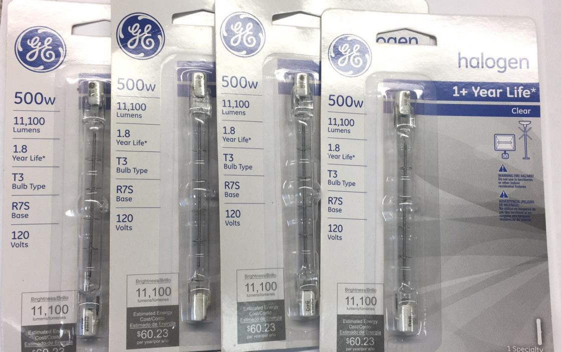 Four GE Halogen T3 bulbs,  500w-BRAND NEW