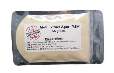 Malt Extract Agar (MEA) 56 grams - Great For Growing Mushrooms! - Yields 1 Liter