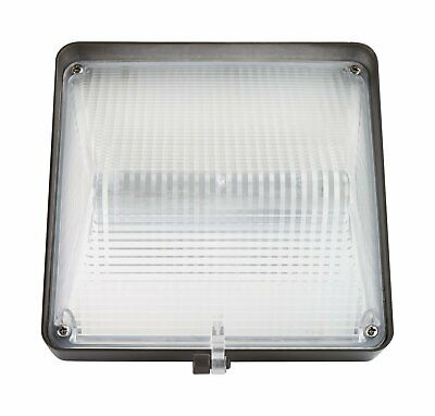 30W Compact LED Wall Pack Light, 120-277V, Clear Lens, Dark Bronze, Photocell In