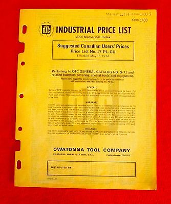 Owatonna Tool Company 1974 Industrial Equipment & Parts Price List gdu4