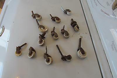 Huge Lot Of White Glass Rolling Casters One Is New   Milk Glass