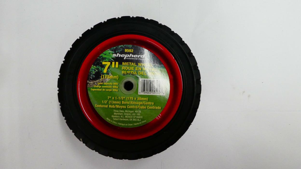 Shepherd Hardware 9592 7 Semi-Pneumatic Rubber Tire, Steel Hub Set of 2