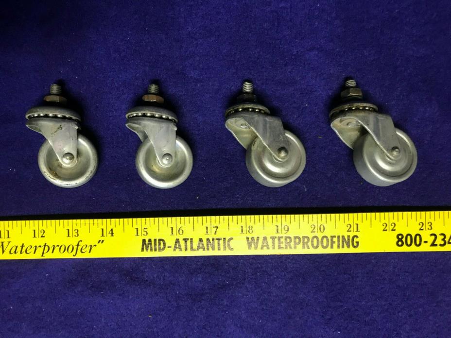 Set of 4 Steel Swivel Threaded Stem Casters 1.5” X 1/2” Wheels w/washers & nuts