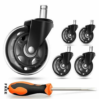 COOWOO Office Chair Caster Wheels Set of 5 - Safe for All Floors Including Ha...