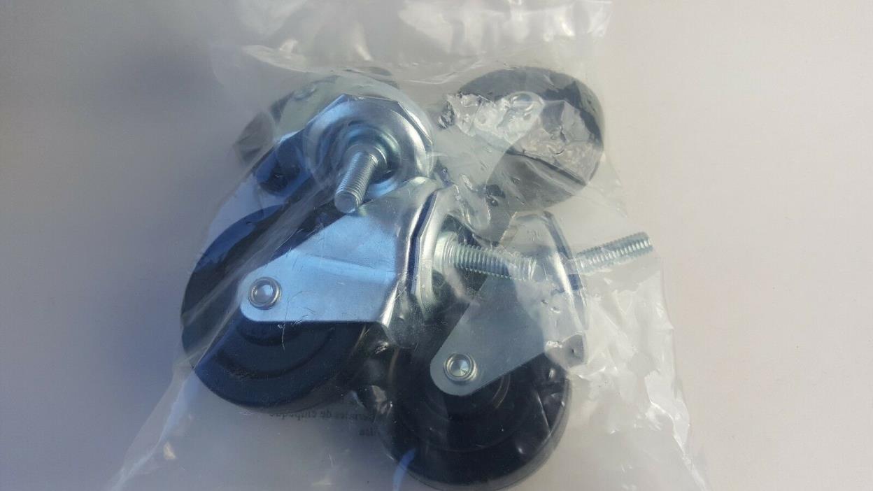 Swivel Stem Casters Set of 4 76.2 x 25 2 with Brakes 3 Inch Hard Rubber New