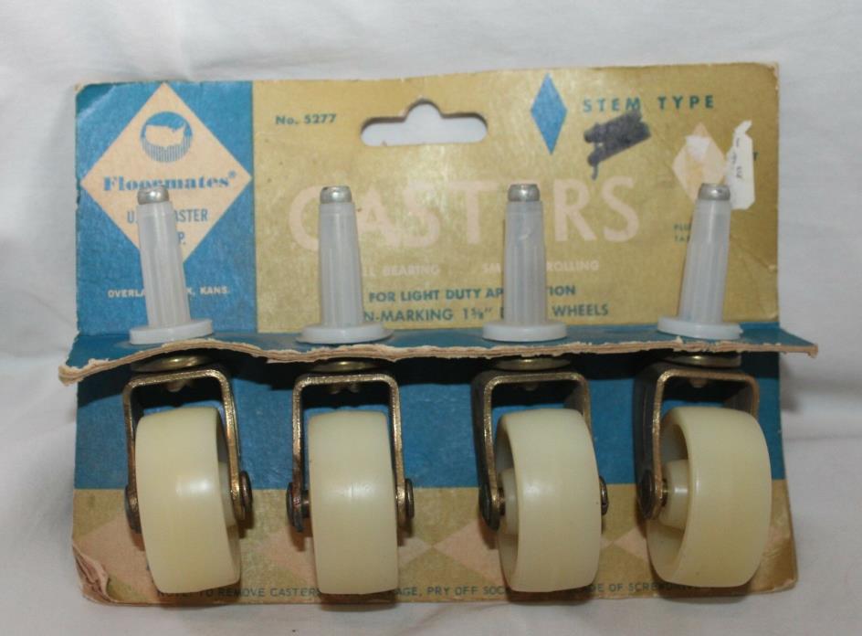 VINTAGE NEW LOT OF 4 STEM TYPE CASTERS FLOORMATES U.S. CASTERS CORP