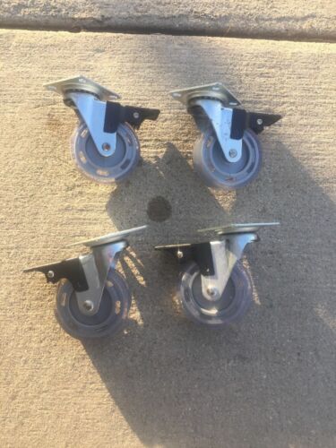 New 4 Pack 3-Inch Swivel Lock Brake Casters Wheels