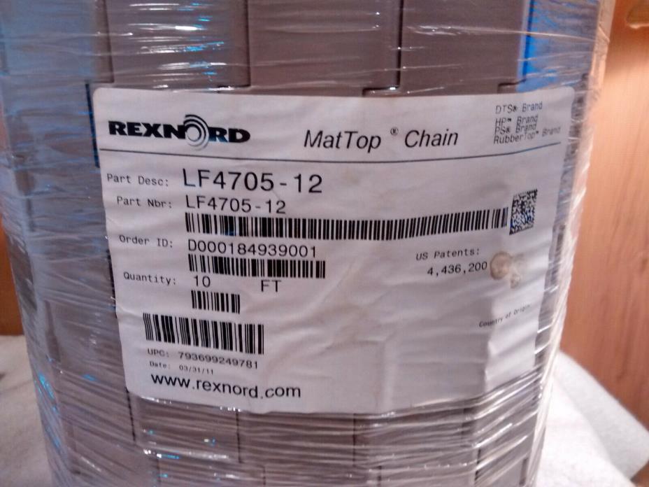 10' Long Rexnord LF4705-12 MatTop Straight Conveyor Chain 12