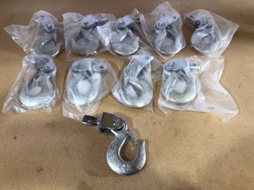 10 Forged Steel 5/16” Industrial Hooks w/Spring Safety Latch and Swivel Adapter!