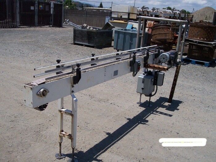 BFT Inc Conveyor 10ft long, 3 1/4 plastic chain, adj side rails, DC motor drive