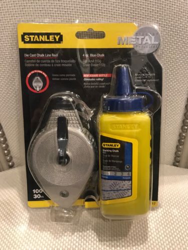 NEW Stanley Die Cast Metal Chalk Line Reel w/ 4oz. Blue Chalk 47-117