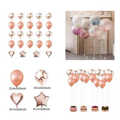 Balloons 12 Inch 10 Pack Rose Gold Confetti Latex Hearts Stars Wedding Bridal