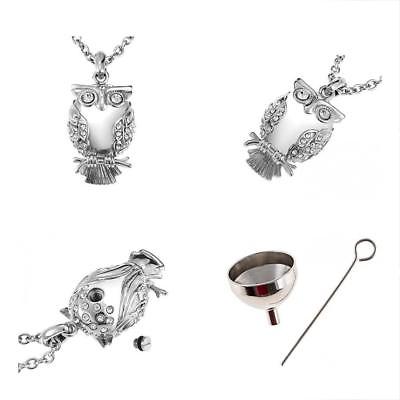 Classic Owl Cremation Urn Pendant Necklace Fill Kit Ashes Stainless Steel Urns
