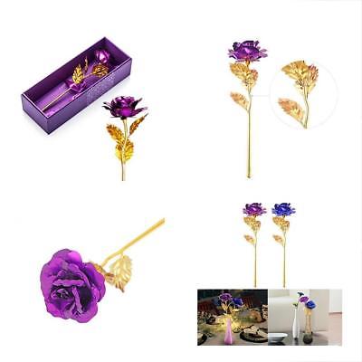 Valentines Gifts For Her Gold Foil Purple Rose Flower Christmas Wedding Mot