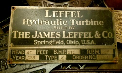 1930's James Leffel & Co Springfield Ohio Turbine Water Wheel