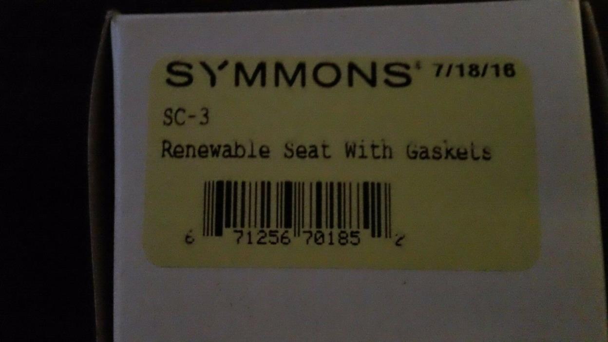SYMMONS SC-3 / C-3 RENEWABLE SEAT WITH GASKETS NEW CONDITION IN BOX