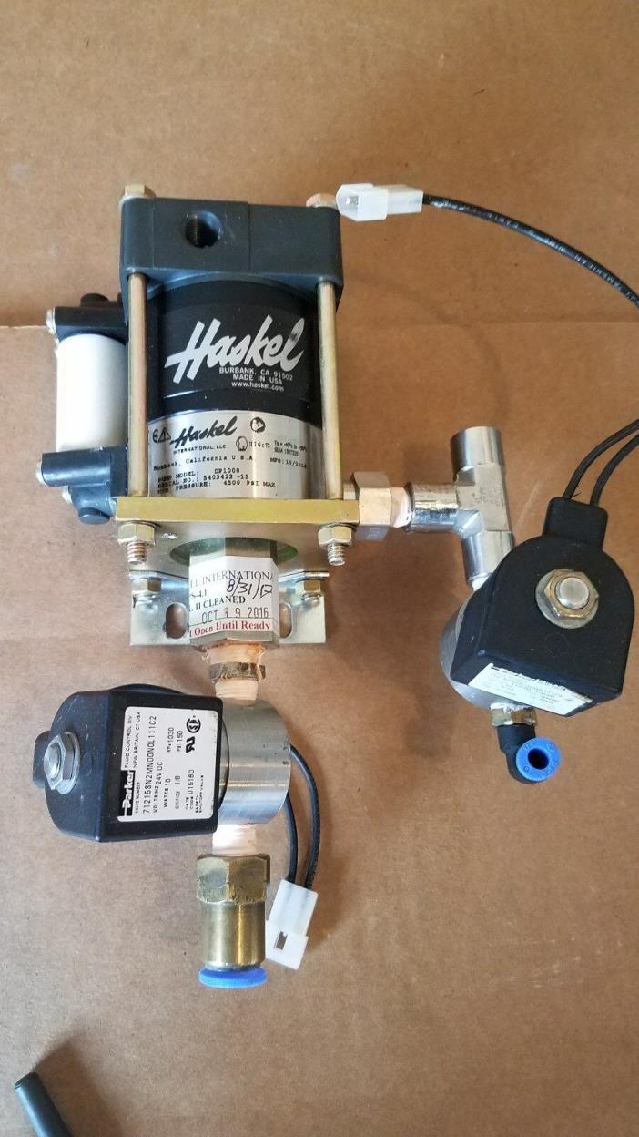 Haskel Fluid Pump DP1008 4500 PSI Max with (2) Parker valves