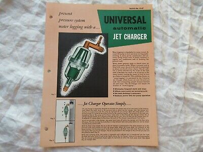 1957 Universal jet charger specification sheet brochure