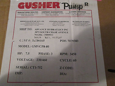 Gusher Stainless Steel Vertical Immersion Pump (GMVCP8-80) Black (NEW)