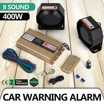 Can 400W 8 Sound Loud Car&Truck Warning Alarm Fire Siren MIC System Top