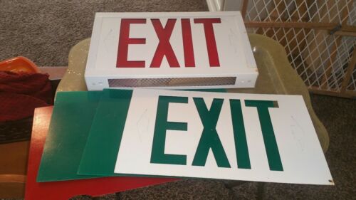 Graybar Meter Miser Exit Sign Single or Double Face White w Red + Green Lenses