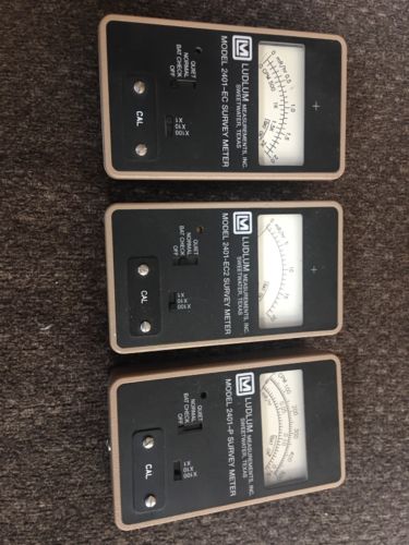 Lot Of 3 Ludlum 2401-EC2, EC, P  Pocket Survey Meter Geiger  Radiation Detector
