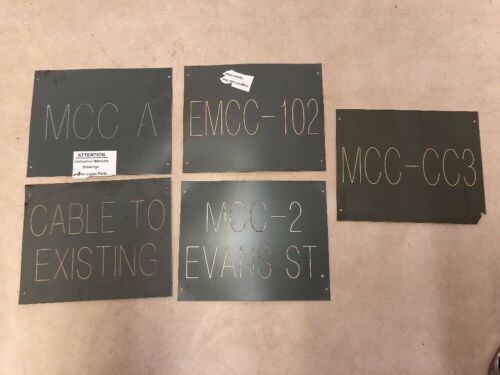 Lot of 5 Industrial Plastic Factory Machine Signs