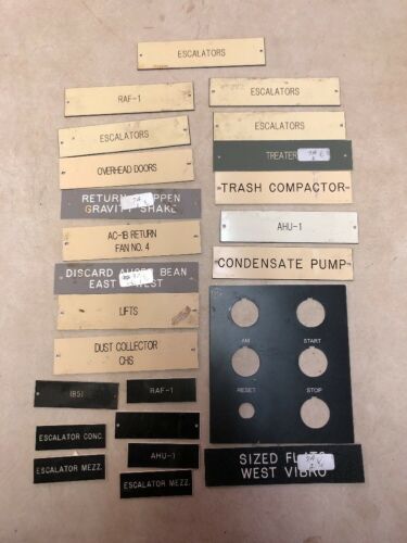 Lot of Industrial Plastic Factory Machine Signs 20+