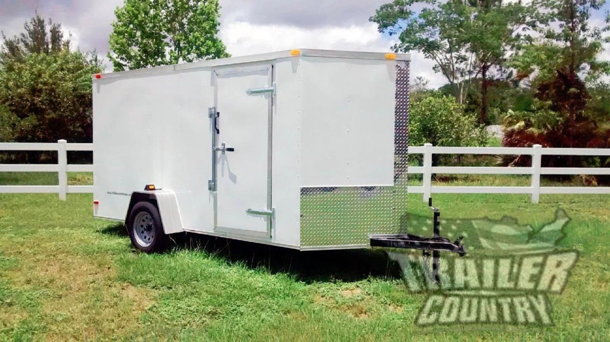 NEW 2019 6 x 12 V-Nosed Enclosed Cargo Motorcycle Trailer w/Ramp & Side Doors