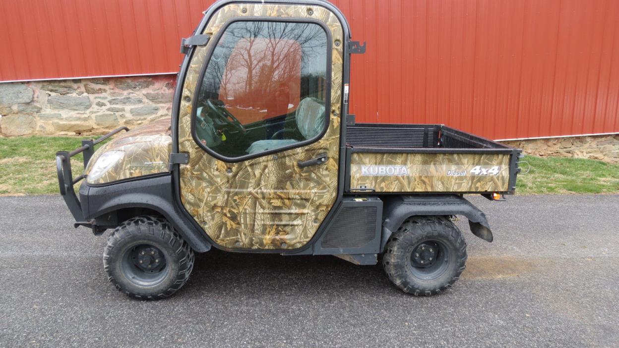 2008 KUBOTA RTV1100 4X4 UTILITY VEHICLE CAMO DIESEL HYDRO HYDRAULIC DUMP CAB A/C