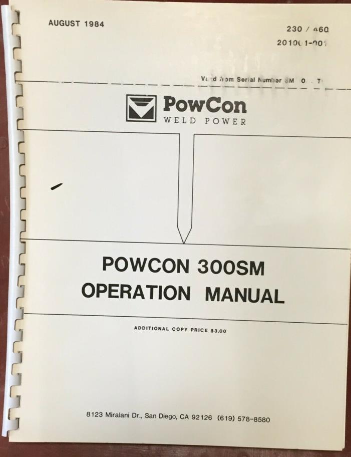 Powcon 300 SM Operation Manual