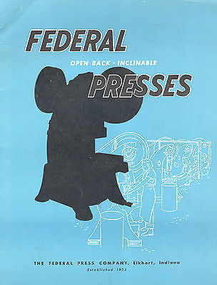 ORIGINAL FEDERAL PRESSES BULLETIN 13-OPEN BACK-INCLINABLE-SPECIFICATIONS-20 PAGE