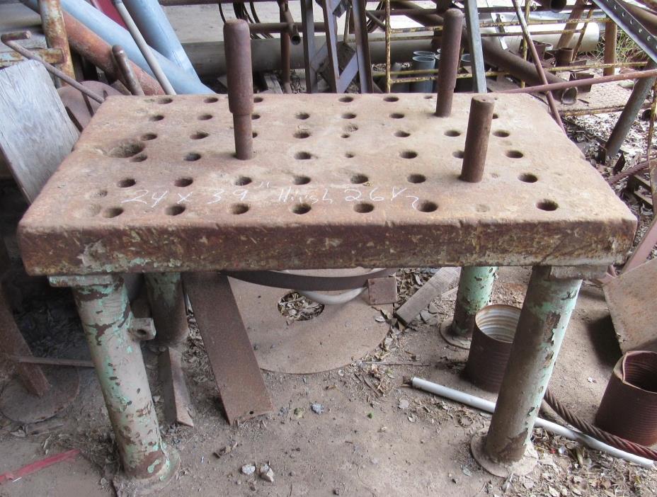 Steel Welding Table with Peg Holes Antique Rare Heavy Duty Used