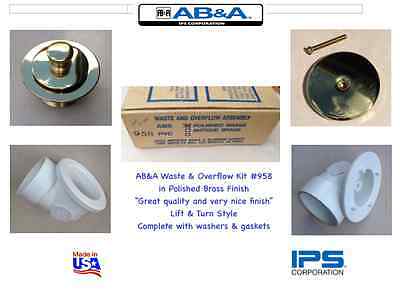 AB&A 958 PB PVC SCH40 Lift N Turn  Tub Waste & Drain Kit in Polished Brass
