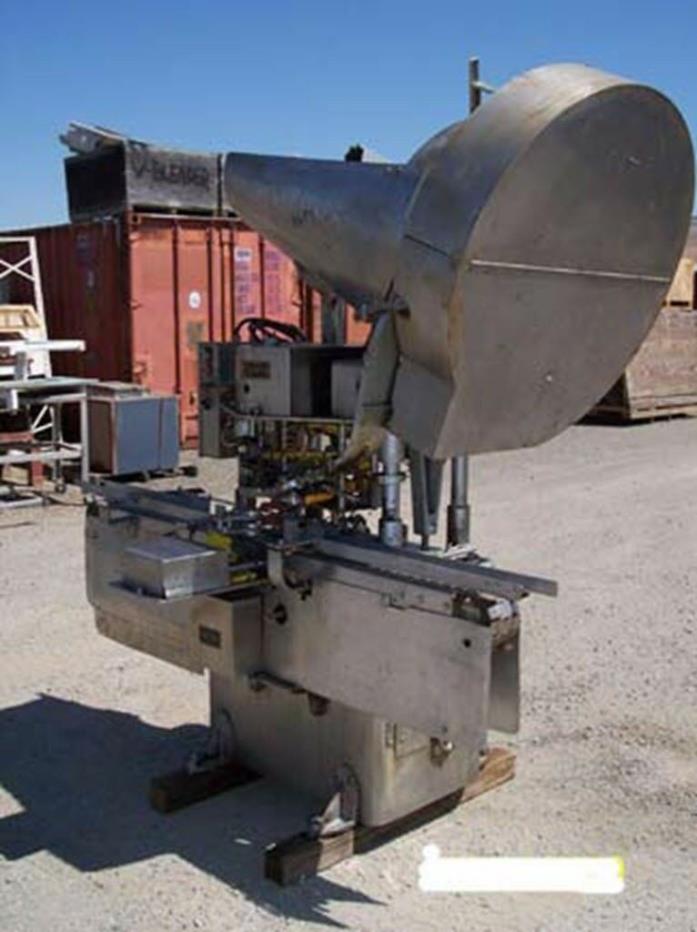 Resina model S 41 capper; 1/4 twist cap 3 11/32 in diam; S/S base; 6 ft conveyor