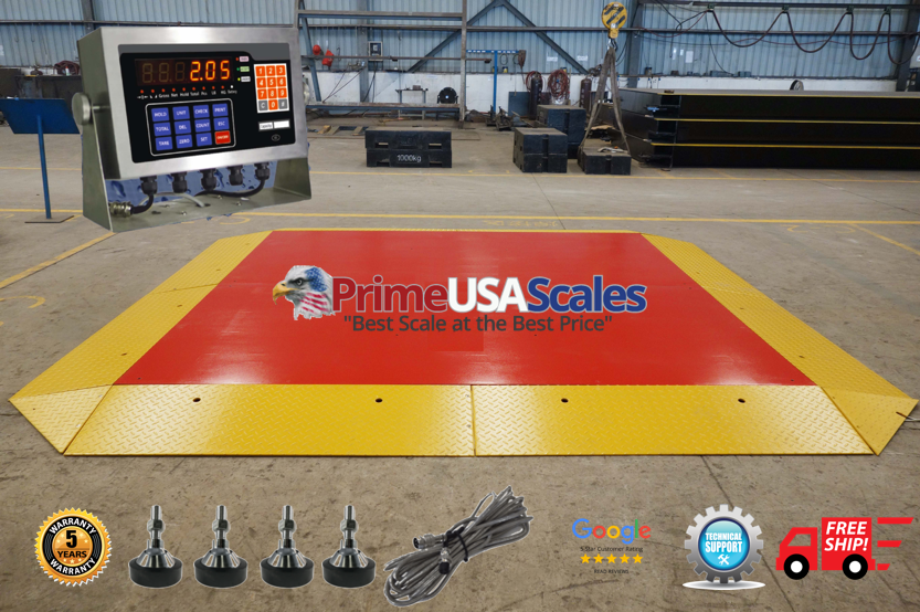 Pancake Floor Scale 10'x10' Pallet Scale 8,000 lb Ramps Forklift Scale