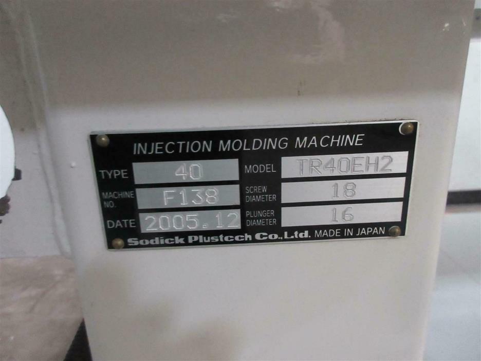 40 Ton Sodick Injection Molding Machine, Model TR40EH2, 2005