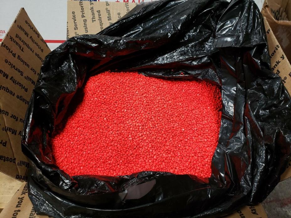 10 pounds of Orange-red polyethylene plastic injection molding plastic pellets