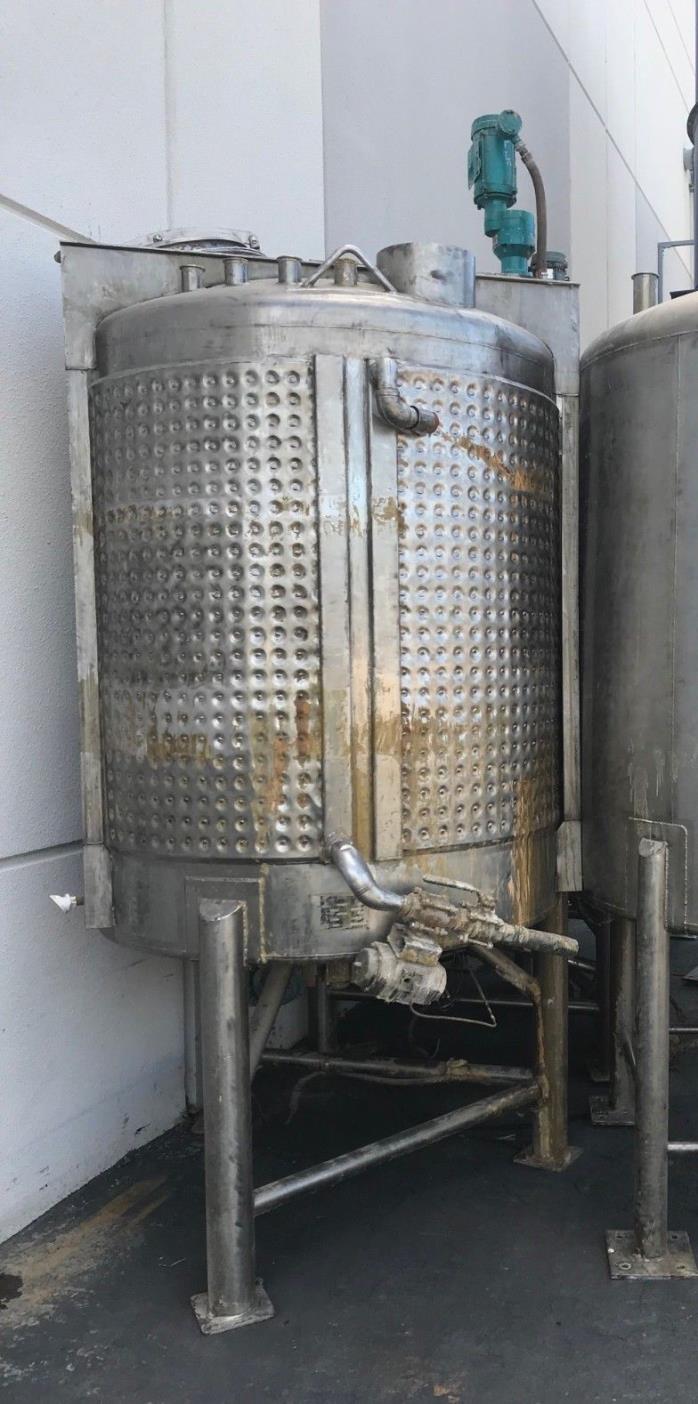 Jacketed Stainless Steel 1200 Gallon Mix Tank Vat Blending Liquid w Valve Manway