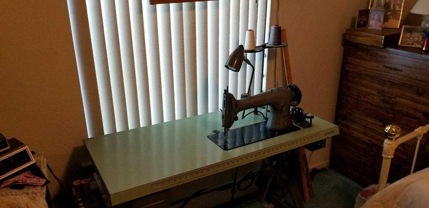 Commercial / Industrial SINGER SEWING MACHINE TABLE TOP w/ Motor, Light, etc...
