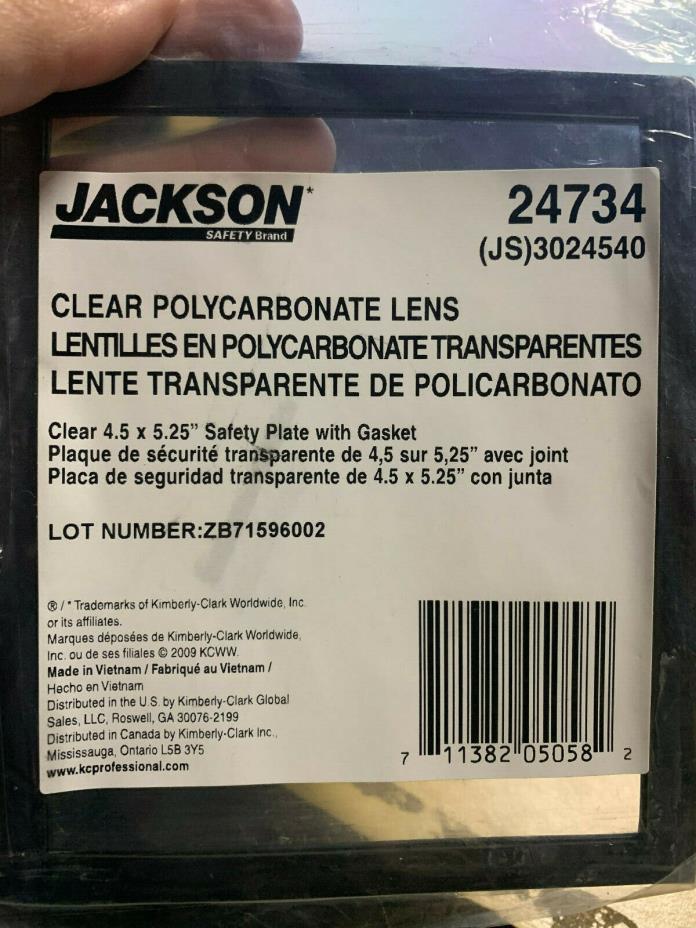 Jackson Safety Welding Clear 4.5 x 5.25 Safety Plate w/ Gasket 24734   K4