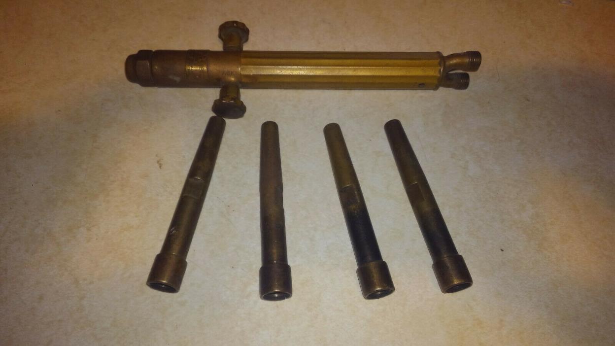 VINTAGE PRESTOWELD OXY/ACETYLENE W-109  HANDLE AND FOUR TIPS
