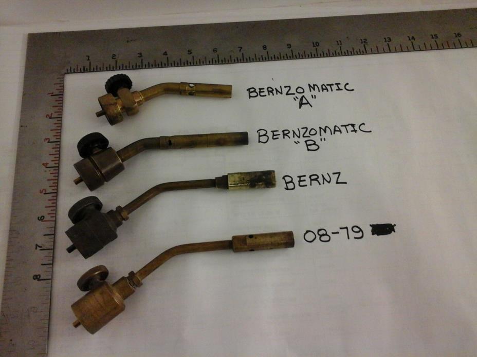 BERNZ-O-MATIC SPARK IGNITING PROPANE / AIR GAS TORCH/ VALVE HEADS. 4EA.  TYPE..