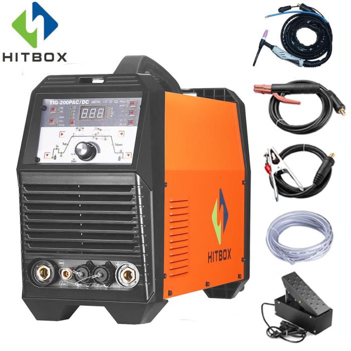 HITBOX Arc TIG Welders Aluminum Welding ACDC 220V TIG200PAC/DC Inverter Welding