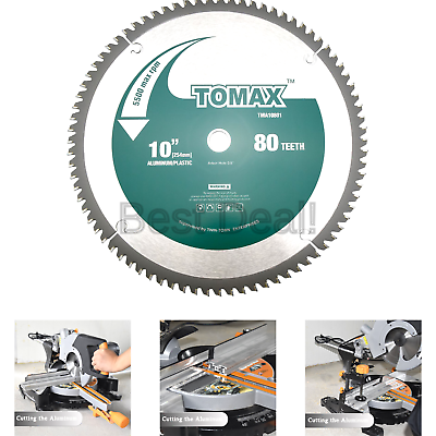 TOMAX 10-Inch 80 Tooth TCG Aluminum and Non-Ferrous Metal Saw Blade with 5/8-...