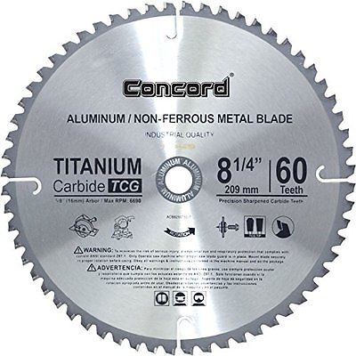 Circular Saw Blades Concord ACB0825T060HP 8-1/4" Teeth TCT Non-Ferrous Metal