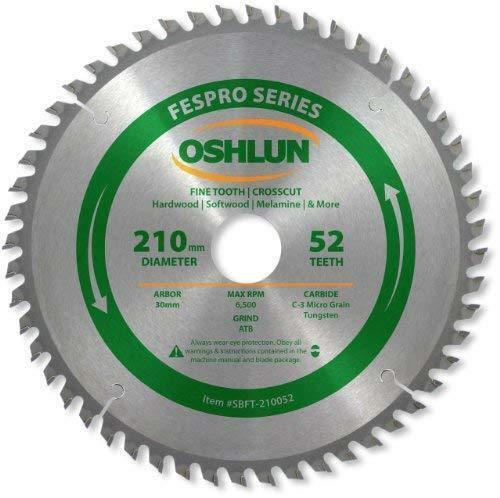 Oshlun SBFT-210052 210mm 52 Tooth FesPro Crosscut ATB Saw Blade with 30mm