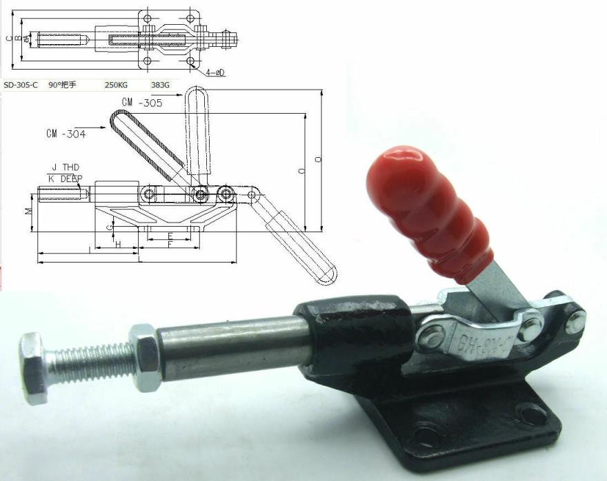 Quick Release Push Pull 227Kg/500Lbs Holding Capacity Toggle Clamp 304-C Iron